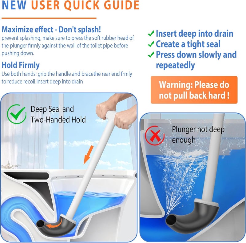 Cinola Upgraded Toilet Plunger with Holder, Wall Mounted Toilet Bowl Plunger with Hideaway Caddy, Dual Handle Plunger for Bathroom Built-in Drip Tray, White - Image 3